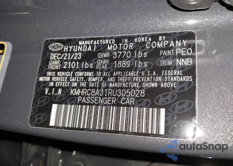 2024 Hyundai Venue Limited из США, поврежденный, VIN KMHRC8A31RU305028